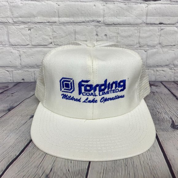 Vintage Trucker Hat Mesh Cap Snapback White Fording Coal Limited MILFRED Lake Op - Picture 5 of 8